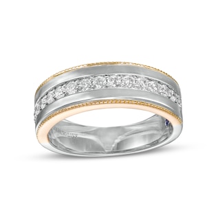 Vera Wang Men's 5/8 CT. T.W. Diamond Vintage-Style Wedding Band in 14K Two-Tone Gold