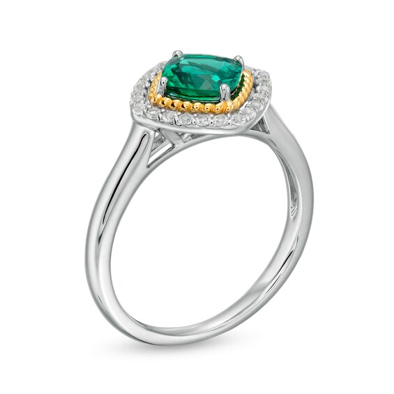 Lab-Created Emerald and White Lab-Created Sapphire Pendant, Ring and Earrings in Silver and 14K Gold Over Silver
