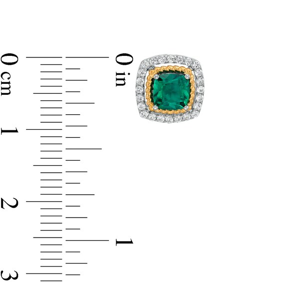 Lab-Created Emerald and White Lab-Created Sapphire Pendant, Ring and Earrings in Silver and 14K Gold Over Silver