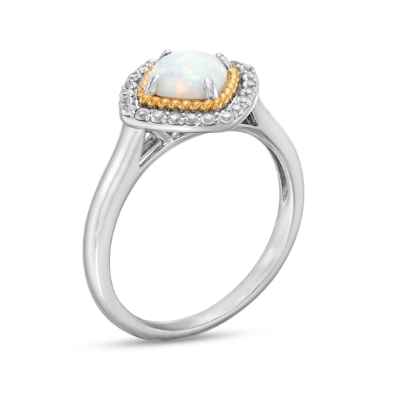 Lab-Created Opal and White Lab-Created Sapphire Pendant, Ring and Earrings in Sterling Silver and 14K Gold Over Silver