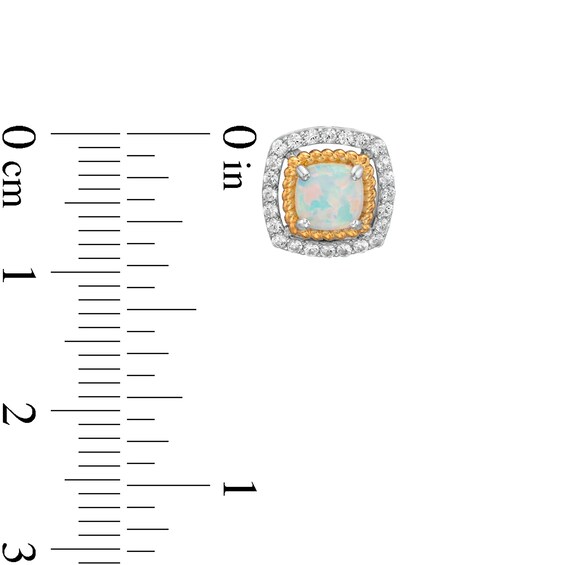 Lab-Created Opal and White Lab-Created Sapphire Pendant, Ring and Earrings in Sterling Silver and 14K Gold Over Silver