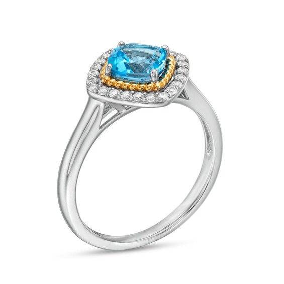 Swiss Blue Topaz and White Lab-Created Sapphire Pendant, Ring and Earrings in Sterling Silver and 14K Gold Over Silver