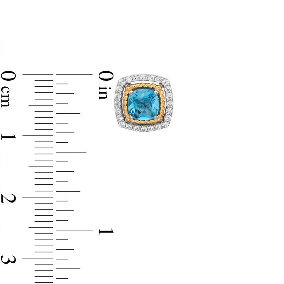 Swiss Blue Topaz and White Lab-Created Sapphire Pendant, Ring and Earrings in Sterling Silver and 14K Gold Over Silver