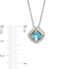 Thumbnail Image 5 of Swiss Blue Topaz and White Lab-Created Sapphire Pendant, Ring and Earrings in Sterling Silver and 14K Gold Over Silver