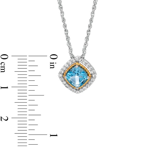 Swiss Blue Topaz and White Lab-Created Sapphire Pendant, Ring and Earrings in Sterling Silver and 14K Gold Over Silver
