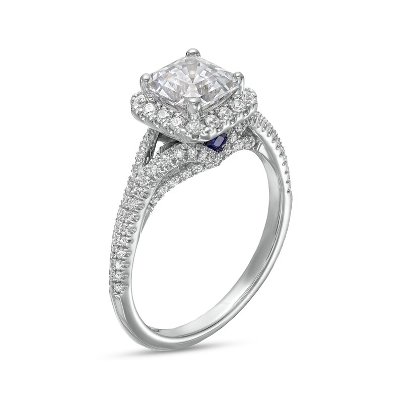 Main Image 2 of Vera Wang Love Collection 1-1/2 CT. T.W. Certified Asscher-Cut Diamond Frame Engagement Ring in 14K White Gold (I/SI2)