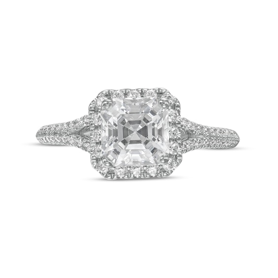 Vera Wang Love Collection 1-1/2 CT. T.w. Certified Asscher-Cut Diamond Frame Engagement Ring in 14K White Gold (I/Si2)