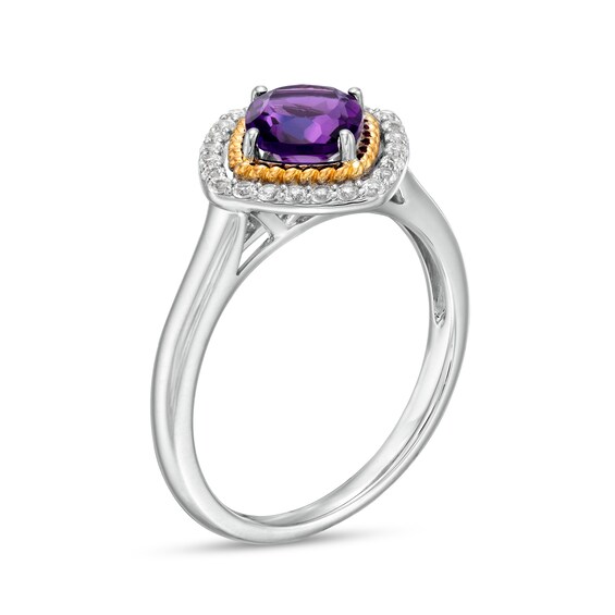 Amethyst and White Lab-Created Sapphire Pendant, Ring and Earrings Set in Sterling Silver and 14K Gold Over Silver
