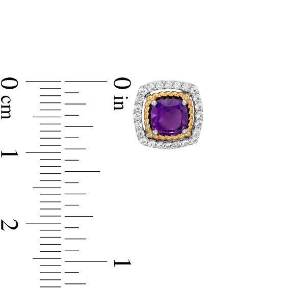 Amethyst and White Lab-Created Sapphire Pendant, Ring and Earrings Set in Sterling Silver and 14K Gold Over Silver