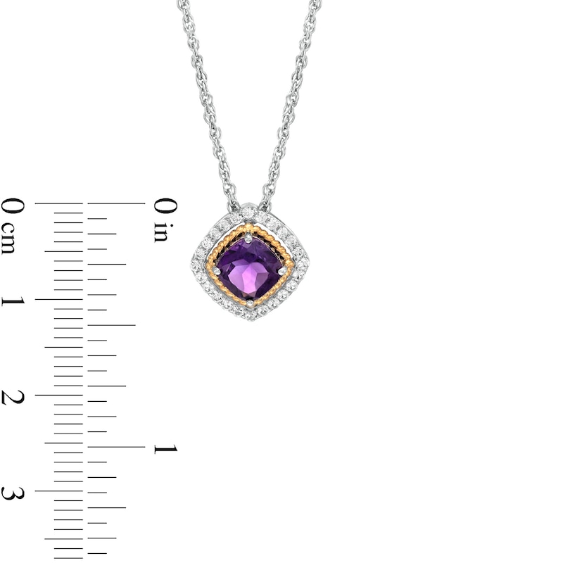 Main Image 5 of Amethyst and White Lab-Created Sapphire Pendant, Ring and Earrings Set in Sterling Silver and 14K Gold Over Silver