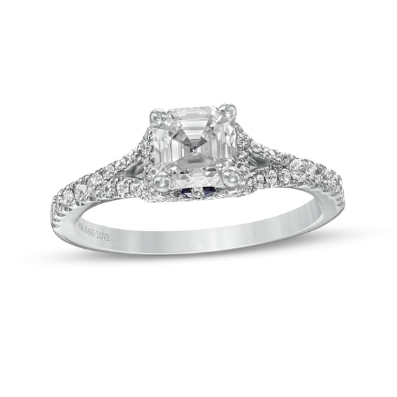 Vera Wang Love Collection 1-1/3 CT. T.w. Certified Asscher-Cut Diamond Engagement Ring in 14K White Gold (I/Si2)