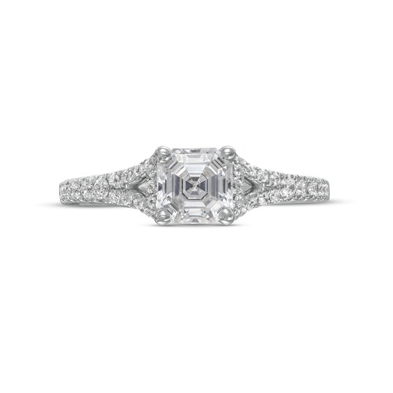 Vera Wang Love Collection 1-1/3 CT. T.w. Certified Asscher-Cut Diamond Engagement Ring in 14K White Gold (I/Si2)