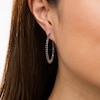 Blue Lab-Created Sapphire Inside-Out J-Hoop Earrings in Sterling Silver