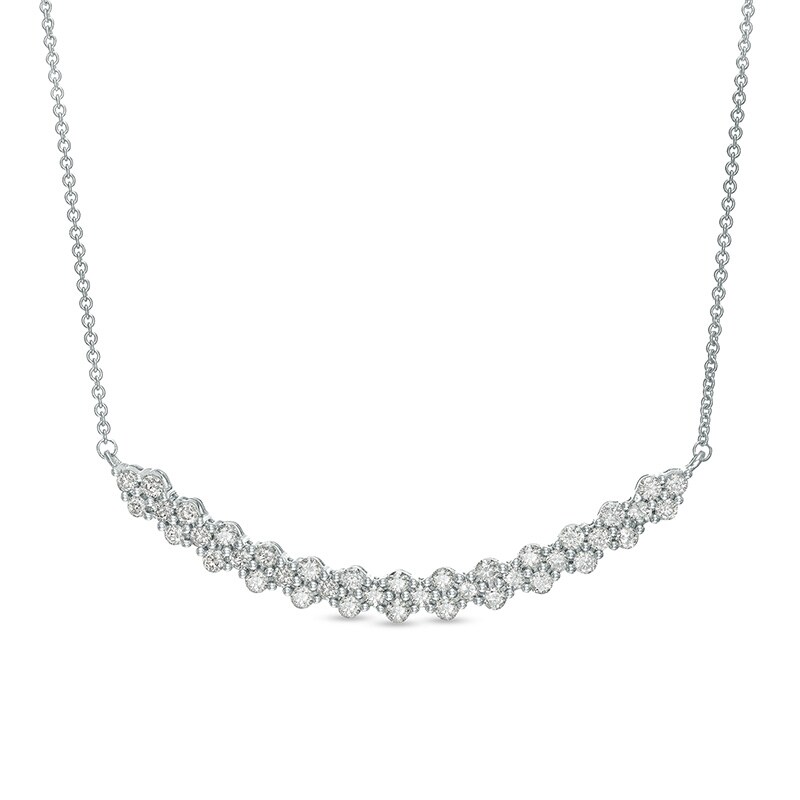 Main Image 1 of 1 CT. T.W. Diamond Cobblestone Necklace in 10K White Gold