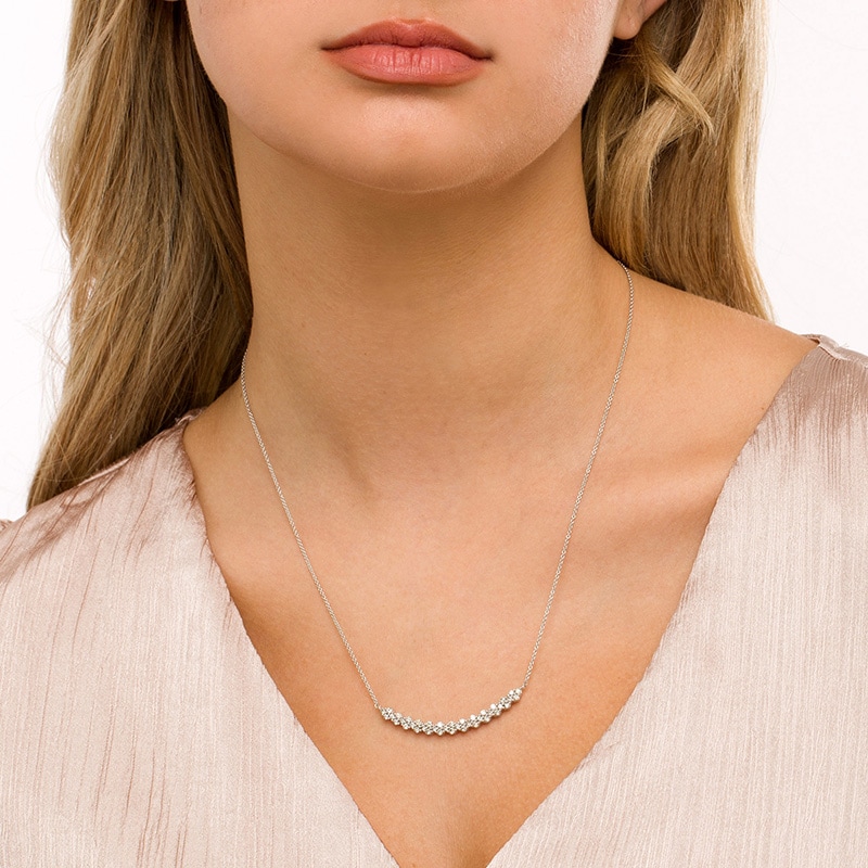 Main Image 2 of 1 CT. T.W. Diamond Cobblestone Necklace in 10K White Gold