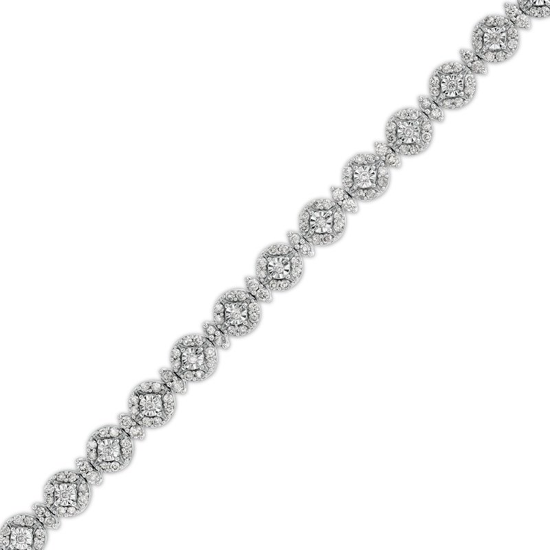 Main Image 1 of 3 CT. T.W. Diamond Alternating Line Bracelet in 10K White Gold – 7.5"