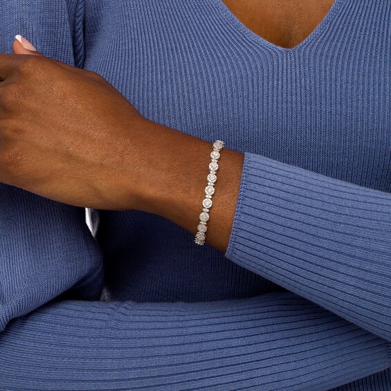 3 CT. T.w. Diamond Alternating Line Bracelet in 10K White Gold â 7.5"
