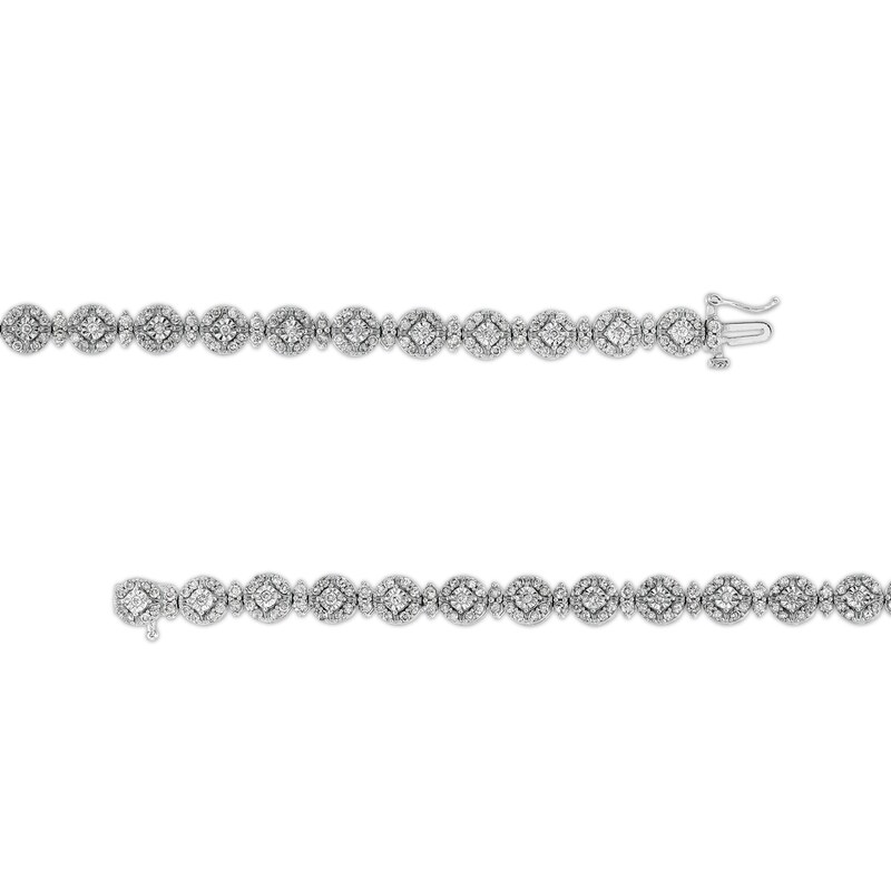 Main Image 3 of 3 CT. T.W. Diamond Alternating Line Bracelet in 10K White Gold – 7.5"