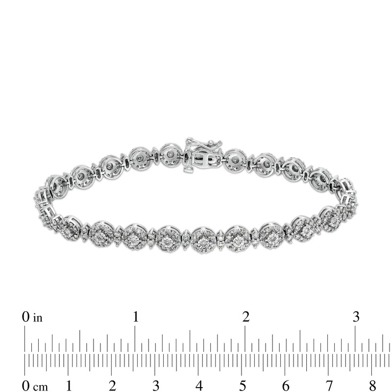 Main Image 4 of 3 CT. T.W. Diamond Alternating Line Bracelet in 10K White Gold – 7.5"