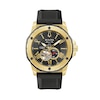 Thumbnail Image 0 of Men's Bulova Marine Star Gold-Tone Automatic Strap Watch with Black Skeleton Dial (Model: 98A272)