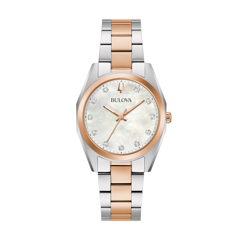 Main Image 1 of Ladies' Bulova Surveyor Diamond Accent Two-Tone Watch with Mother-of-Pearl Dial (Model: 98P207)