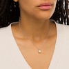 Thumbnail Image 2 of 7.0mm Opal Solitaire Rope-Textured Frame and Drop Pendant in Sterling Silver and 10K Gold