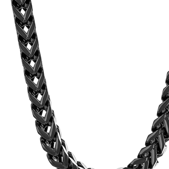 Men's 8.0mm Multi-Finish Reversible Franco Snake Chain Necklace in Solid Stainless Steel and Black IP - 24"