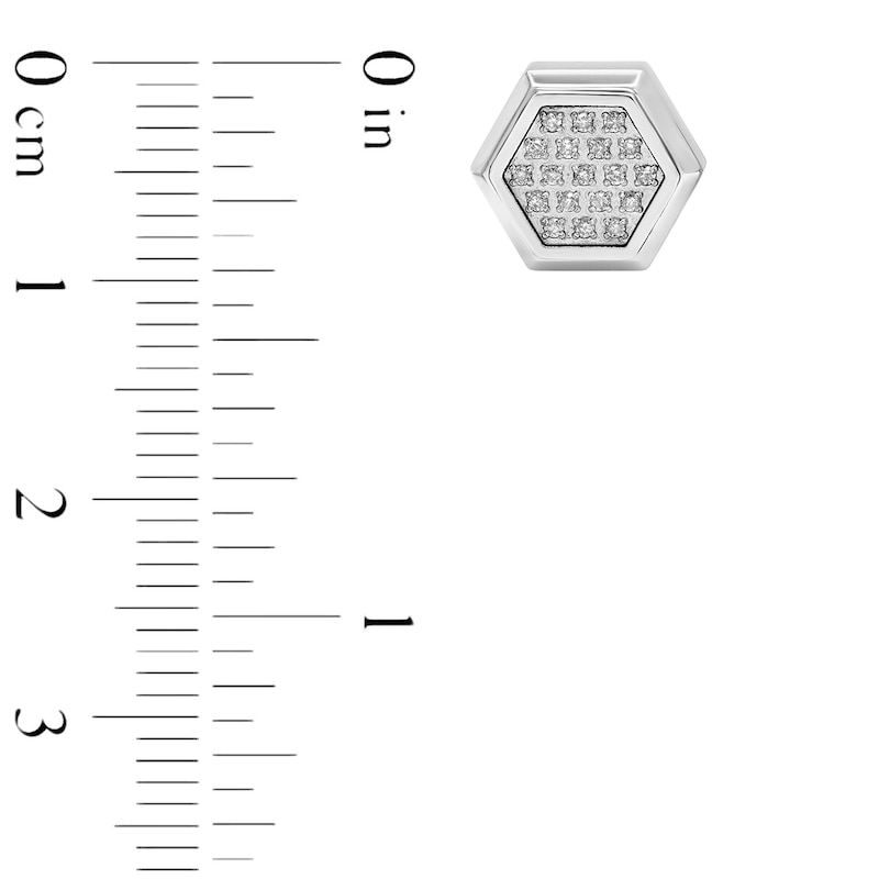 Main Image 2 of Men's 1/5 CT. T.W. Hexagon Multi-Diamond Layered Stud Earrings in Stainless Steel