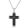 Thumbnail Image 0 of Men's 1/4 CT. T.W. Black Enhanced Diamond Chain Link-Ends Cross Pendant in Stainless Steel and Black IP - 24"