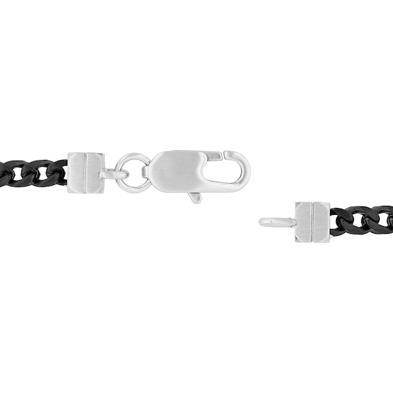 1/5 CT. T.w. Black Enhanced Diamond Multi-Finish Border ID Bracelet in Stainless Steel and Black IP - 8.5"