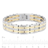Thumbnail Image 3 of Men's 1/2 CT. T.W. Diamond Alternating Multi-Row Link Bracelet in Stainless Steel and Yellow IP - 8.5"