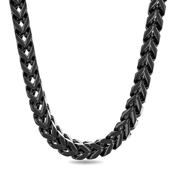 Men's 8.0mm Multi-Finish Reversible Franco Snake Chain Necklace in Solid Stainless Steel and Black IP - 24"