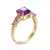 Thumbnail Image 3 of Multi-Shaped Amethyst, Pink Quartz and Tanzanite Side Accents Ring in 10K Gold