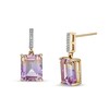 Thumbnail Image 1 of Emerald-Cut Ametrine and 1/20 CT. T.W. Diamond Drop Earrings in 10K Gold