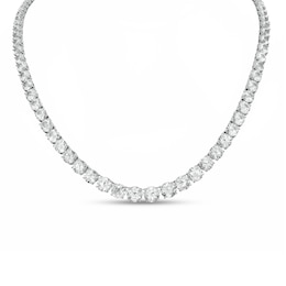 White Lab-Created Sapphire Graduated Tennis Necklace in Sterling Silver
