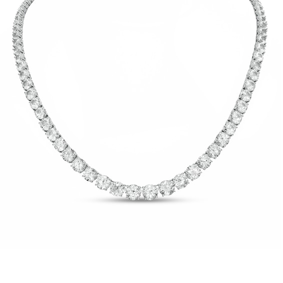 White Lab-Created Sapphire Graduated Tennis Necklace in Sterling Silver