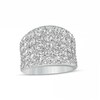 Thumbnail Image 1 of White Lab-Created Sapphire Graduated Multi-Row Concave Dome Ring in Sterling Silver