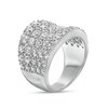Thumbnail Image 3 of White Lab-Created Sapphire Graduated Multi-Row Concave Dome Ring in Sterling Silver