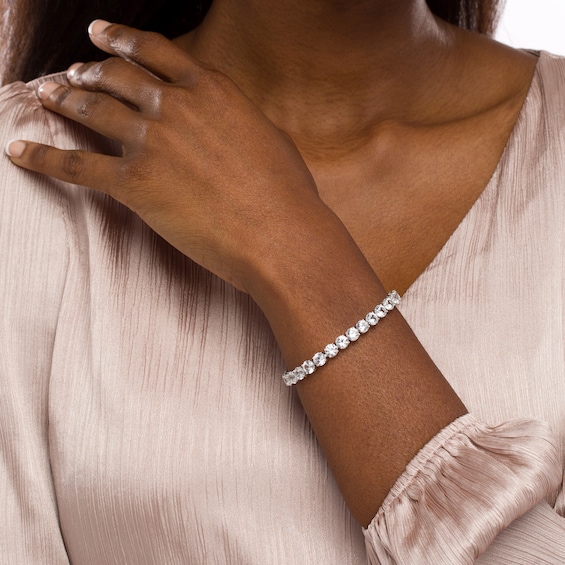 6.0mm White Lab-Created Sapphire Tennis Bracelet in Sterling Silver - 7.25"