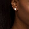 Thumbnail Image 2 of 8.0mm White Lab-Created Sapphire Solitaire Stud Earrings in 18K Gold Over Silver