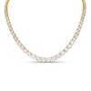 Thumbnail Image 0 of White Lab-Created Sapphire Graduated Tennis Necklace in 18K Gold Over Silver