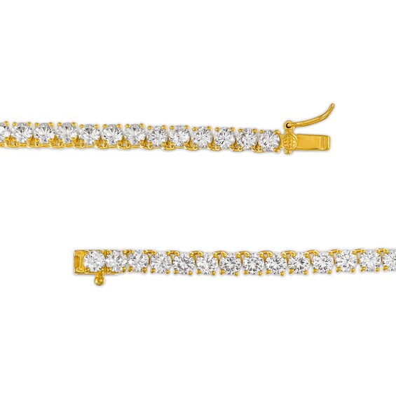 White Lab-Created Sapphire Graduated Tennis Necklace in 18K Gold Over Silver