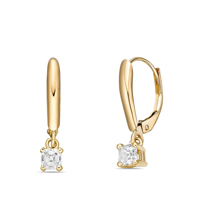 3/4 CT. T.W. Certified Asscher-Cut Diamond Solitaire Drop Earrings in 14K Gold (I/VS2)