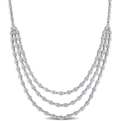 Beautiful Sterling Silver Polished Oval Shaped CZ Chain Slide Beautiful Sterling Silver Polished Oval Shaped CZ Chain Slide