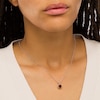Thumbnail Image 2 of 7.0mm Garnet Solitaire Rope-Textured Frame and Drop Pendant in Sterling Silver and 10K Gold