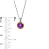 Thumbnail Image 3 of 7.0mm Amethyst Solitaire Rope-Textured Frame and Drop Pendant in Sterling Silver and 10K Gold