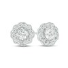 3/4 CT. T.W. Diamond Frame Vintage-Style Scallop Edge Stud Earrings in 10K White Gold (I/I2)