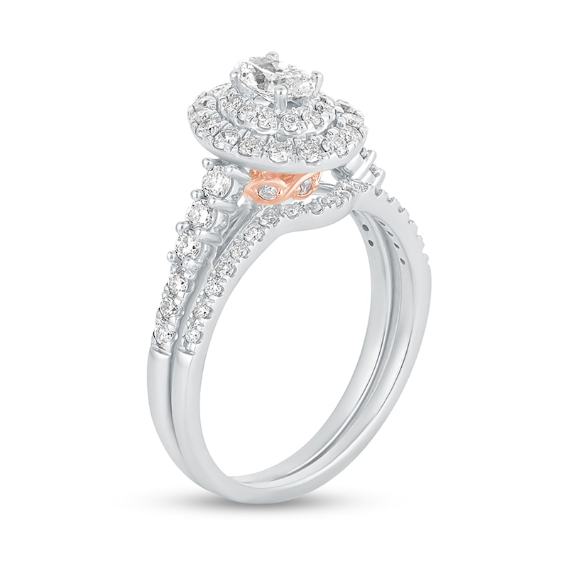 Main Image 2 of 1 CT. T.W. Oval Diamond Frame Bridal Set in 10K White Gold