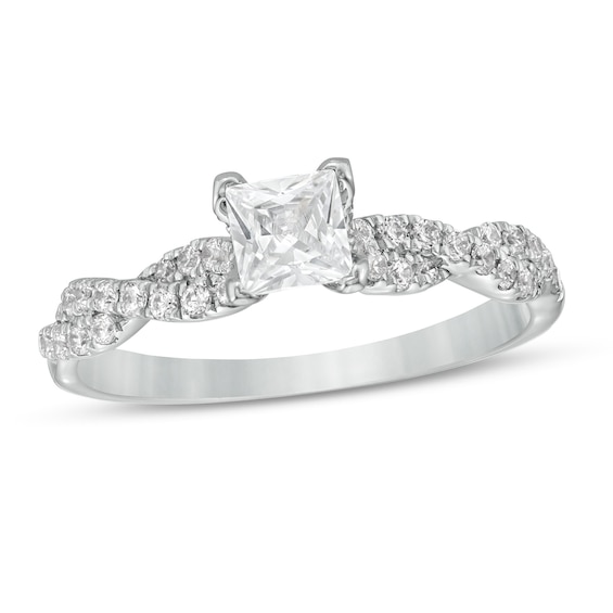 3/4 CT. T.w. Certified Princess-Cut Diamond Twist Shank Engagement Ring in Platinum (I/Si2)