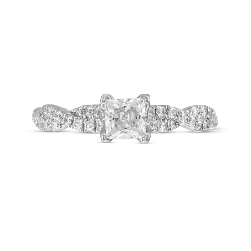Main Image 4 of 3/4 CT. T.W. Certified Princess-Cut Diamond Twist Shank Engagement Ring in Platinum (I/SI2)